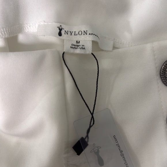 Nylon White High-Waisted Wide-Leg Trousers Size Medium - Picture 8 of 9